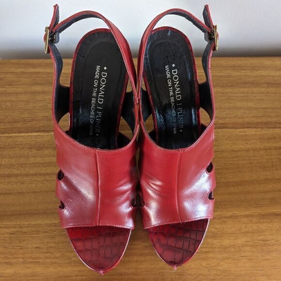 Donald J. Pliner Red Leather Cutout Heels 8 Tomato Girl Whimsigoth Coquette Girl - Picture 12 of 12